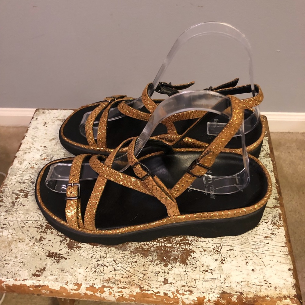 Thierry Rabotin Italy Wave Rio Olive Brown Python Comfort Sandals Size 36.5/6.5
